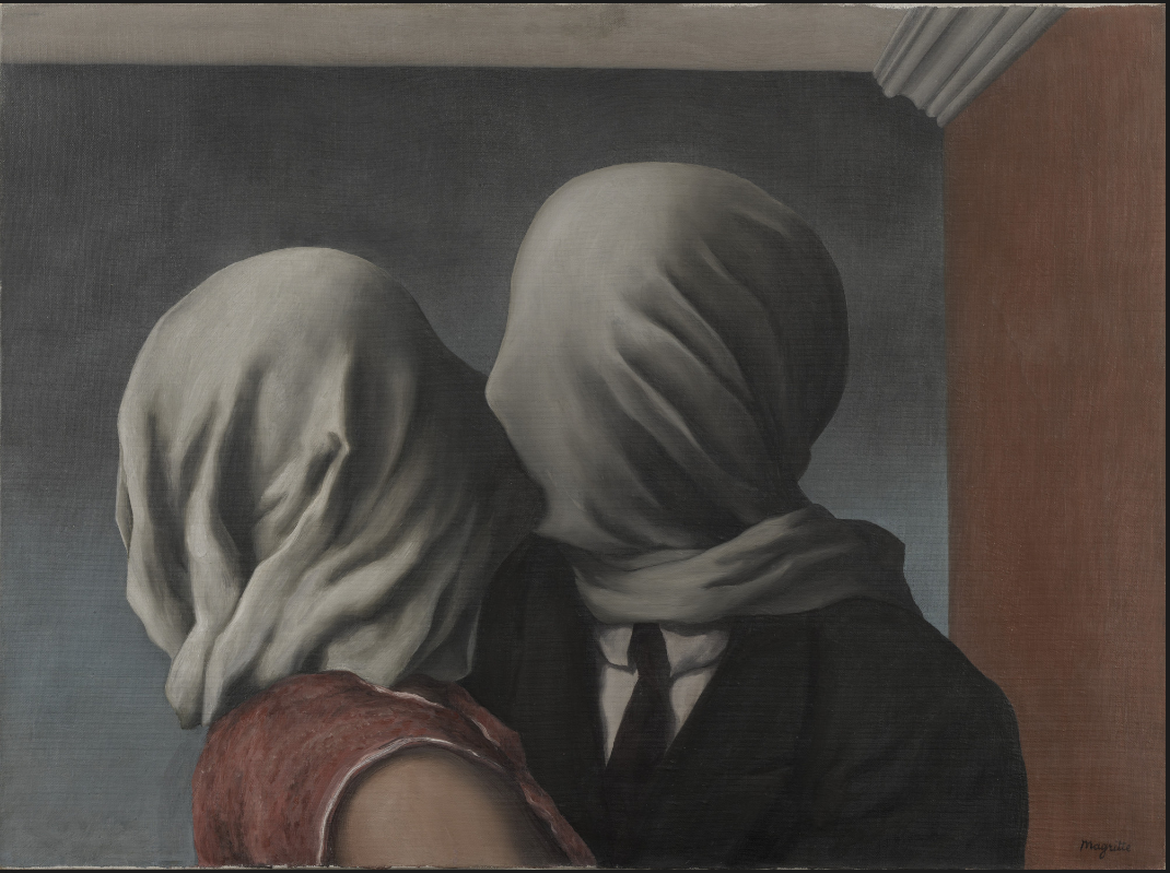 Rene Magritte, The Lovers, surrealist oil on canvas painting