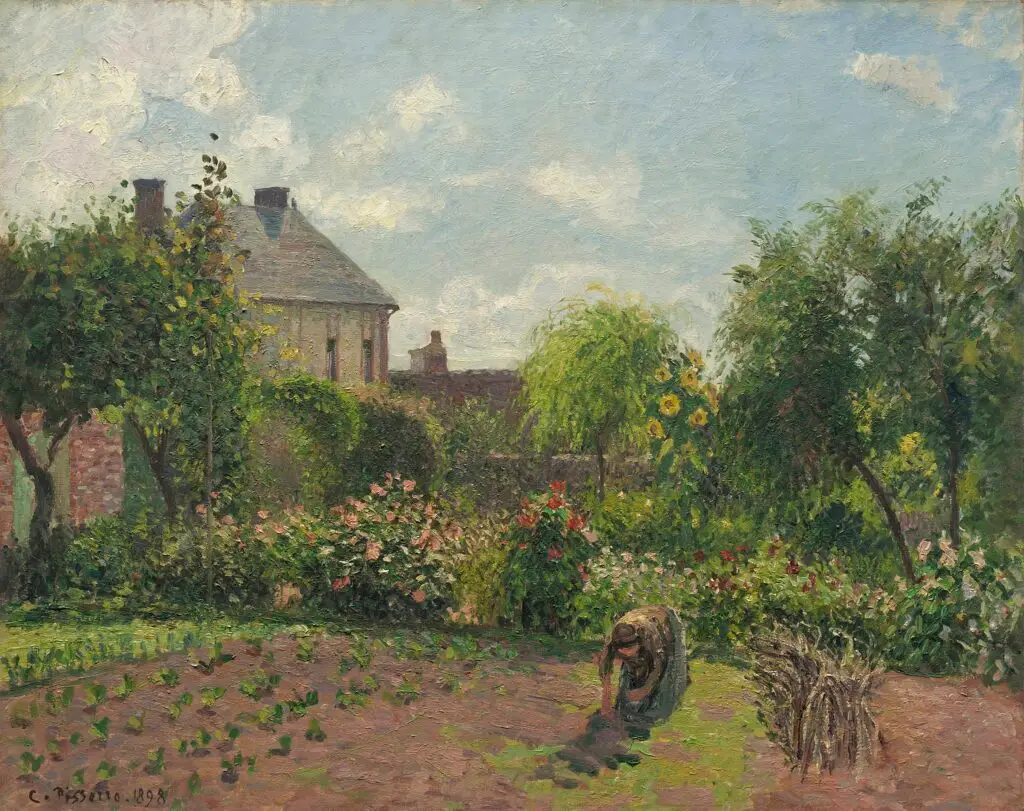 Impressionist Oil on Canvas Landscape by Camille Pissarro titled The Artist's Garden